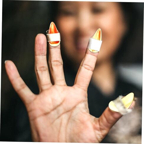 8pcs Amber Guzheng Finger Picks Fingertip Protectors for Adults Lightweight Nail Covers with Moderate Hardness Comfortable Fit for Professional Instrument Practice and Performance in Saudi Arabia