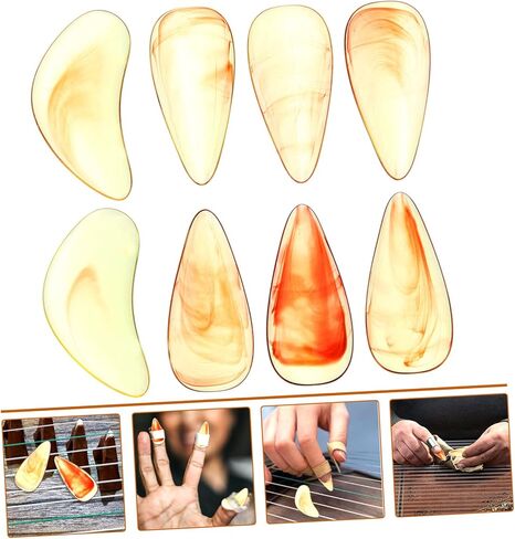 8 قطع من Toyvian Guzheng للأظافر المزيفة، واقيات أطراف الأصابع للبالغين والمبتدئين، مجموعة إصبع الإبهام المريحة، أداة خفيفة الوزن لممارسة الأدوات، أكمام أصابع بلون كهرماني من أجل Guzheng in Kuwait