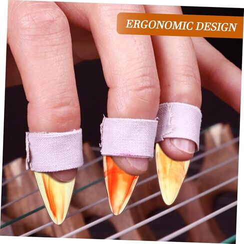 8 قطع من Toyvian Guzheng للأظافر المزيفة، واقيات أطراف الأصابع للبالغين والمبتدئين، مجموعة إصبع الإبهام المريحة، أداة خفيفة الوزن لممارسة الأدوات، أكمام أصابع بلون كهرماني من أجل Guzheng in Kuwait