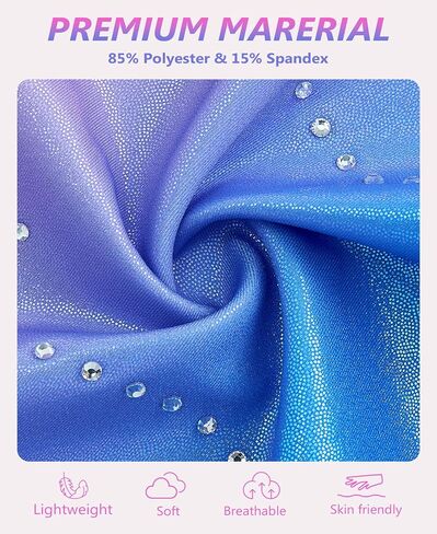 Gogokids Gymnastics Leotards for Girls Sparkly Rhinestone 3/4 Sleeve 3 PCS Ballet Outfit Sets Dancewear for 3-12 Years in Saudi Arabia