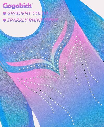 Gogokids Gymnastics Leotards for Girls Sparkly Rhinestone 3/4 Sleeve 3 PCS Ballet Outfit Sets Dancewear for 3-12 Years in Saudi Arabia