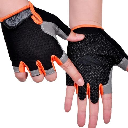 Kids' Fingerless Cycling Gloves - Padded Sports Gloves for Training (Ages 5-12) in Saudi Arabia