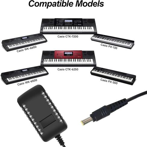 Compatible with Digital Piano Keyboard Casio Privia PX-160 AD-A12150LW AD-A1215LW PX-130 PX-350 CDP-120 CTK-6000 CTK-6300 CTK-7200 Power Adapter-SDUMY in Saudi Arabia