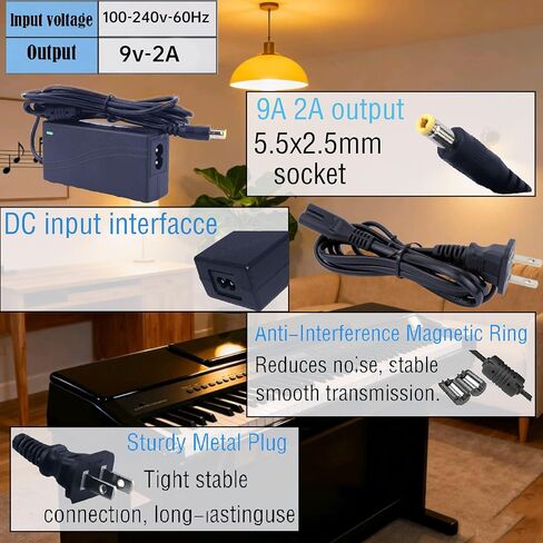 شاحن إمدادات الطاقة لرولاند PSB-120 لوحة المفاتيح الإلكترونية 9V محول الطاقة متوافق مع رولاند PSB-1U ACB-120 ACF-120 ACK-120 ACI-120 VG-99 GT-10 SPD-SX AX-09 FA-06 SP-404 شاحن سلك الطاقة in Kuwait