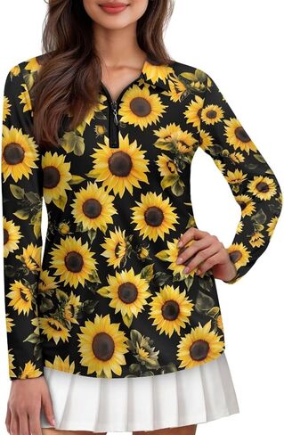 2025 Womens Golf Shirt Long Sleeve Shirts Quarter Zip Tennis Shirt Quick Dry Golf Clothes Lightweight XS-2XL in Saudi Arabia