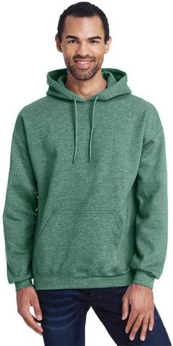 Gildan Mens Heavy Blend Hooded Sweatshirt Heather Green LRG in Saudi Arabia