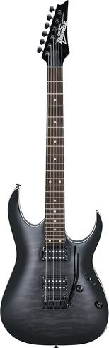 جيتار كهربائي Ibanez GRGA120QA RGA Gio - حزمة أشعة الشمس السوداء الشفافة مع مكبر للصوت، وحقيبة الحفلة، والموالف، وكابل الآلة، واللقطات، وأقراص DVD التعليمية لأوستن بازار، وقماش تلميع in Saudi Arabia
