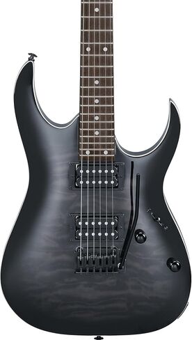 جيتار كهربائي Ibanez GRGA120QA RGA Gio - حزمة أشعة الشمس السوداء الشفافة مع مكبر للصوت، وحقيبة الحفلة، والموالف، وكابل الآلة، واللقطات، وأقراص DVD التعليمية لأوستن بازار، وقماش تلميع in Saudi Arabia