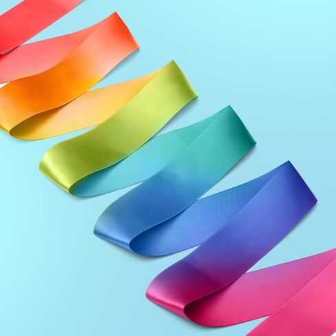 Gymnastics Ribbon 2 Pack - Colorful Dance Band with Stick for Kids, Perfect for School Play & Home Fun. Vibrant Rainbow Streamers Ideal for Girls' Birthday Parties, Easter Gifts in Saudi Arabia