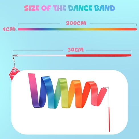 Gymnastics Ribbon 2 Pack - Colorful Dance Band with Stick for Kids, Perfect for School Play & Home Fun. Vibrant Rainbow Streamers Ideal for Girls' Birthday Parties, Easter Gifts in Saudi Arabia