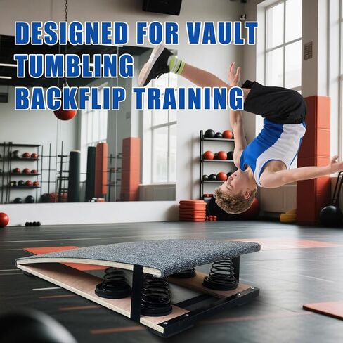 Gymnastics Springboard for Kids and Teens, Sturdy Wood Frame, High-Rebound Springs, Non-Slip Felt Surface, Vault Training Board, Easy Storage, No Installation in Saudi Arabia