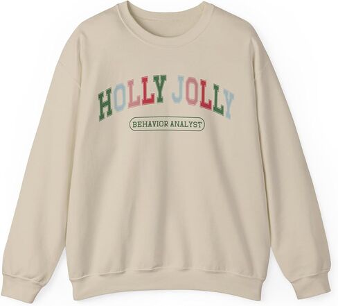 Christmas BCBA Varsity Sweatshirt, Holly Jolly Behavior Analyst Crewneck, cute bcba, aba apparel, Comfort Colors Gildan in Saudi Arabia