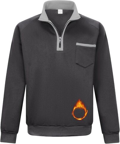 Mens Quarter Zip Pullover Sweatshirt Long Sleeve Casual Warm Fleece Stand Collar Sweatshirts for Men in Kuwait