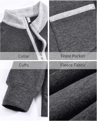 Mens Quarter Zip Pullover Sweatshirt Long Sleeve Casual Warm Fleece Stand Collar Sweatshirts for Men in Kuwait