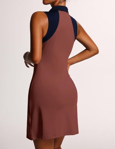 Tennis Dress for Women, Pieced Striped V-Neck and Cuffs, Tennis Golf Dresses for Sleeveless Workout Athletic Dresses in Saudi Arabia