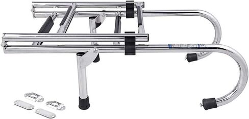 White Water - 4 Step Gunwale-Mounted Removable Ladder w Standoffs | Marine 304 Stainless Steel Heavy-Duty Boarding Ladder | Corrosion-Resistant w/Deck Mount Brackets | Non-Slip for Boats & Yachts in Saudi Arabia