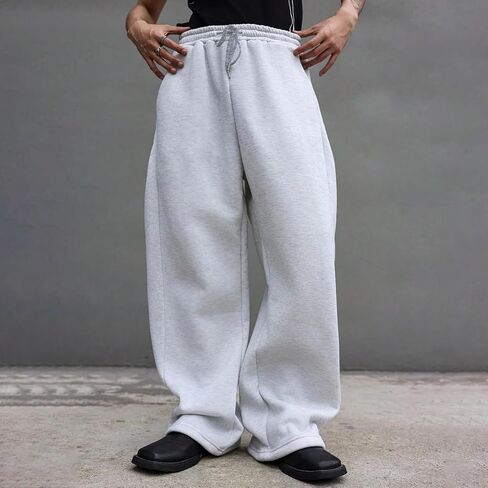 Baggy Sweatpants for Men Cozy Fleece Casual Pants 2025 Fall Winter Wide Leg Open Bottom Athletic Pants with Pockets in Saudi Arabia