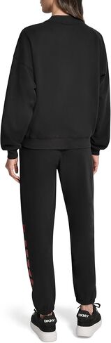 DKNY womens Exploded Rhinestone Varsity Logo Pullover Fleece Sweatshirt in Saudi Arabia