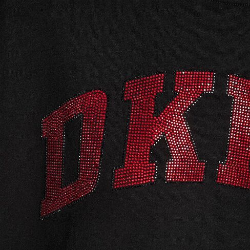 DKNY womens Exploded Rhinestone Varsity Logo Pullover Fleece Sweatshirt in Saudi Arabia