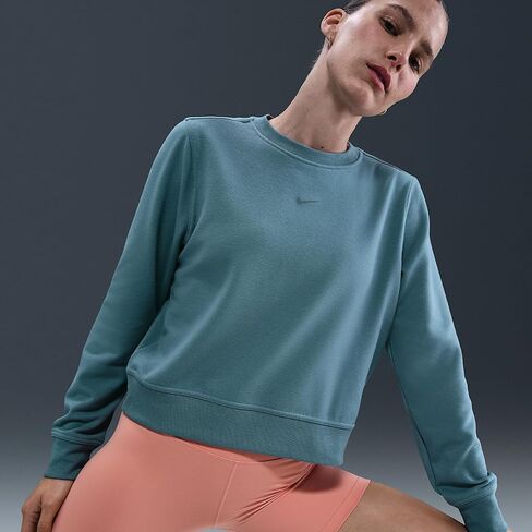 سويت شيرت فرينش تيري برقبة دائرية للنساء من نايكي Dri-FIT One (FB5125-006، أزرق سموكي/أسود) in Saudi Arabia