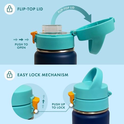 Insulated Stainless Steel Water Bottle | 22 oz | Flip-Top Lid | Chug Spout | Leakproof Lid | Sweat-proof | BPA Free | Keeps Beverages Cold or Hot in Saudi Arabia
