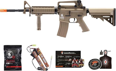 بندقية لانسر التكتيكية Gen 2 RIS Classic M4A1 AEG Airsoft مع بطارية نيمه 9.6 فولت وشاحن (1000 طلقة 0.20 جرام BBS متضمنة) in Kuwait