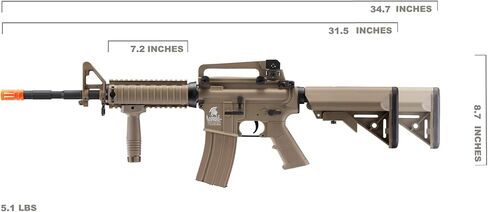 بندقية لانسر التكتيكية Gen 2 RIS Classic M4A1 AEG Airsoft مع بطارية نيمه 9.6 فولت وشاحن (1000 طلقة 0.20 جرام BBS متضمنة) in Kuwait