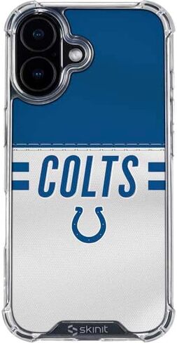 Skinit Clear Phone Case Compatible with iPhone 16 - Officially Licensed NFL Indianapolis Colts White Striped Design in Saudi Arabia
