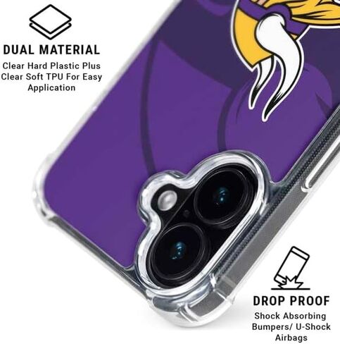 Skinit Clear Phone Case Compatible with iPhone 16 - Officially Licensed NFL Minnesota Vikings Large Logo Design in Saudi Arabia