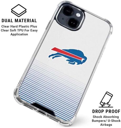 Skinit Clear Phone Case Compatible with iPhone 14 Plus - Officially Licensed NFL Buffalo Bills Breakaway Design in Saudi Arabia