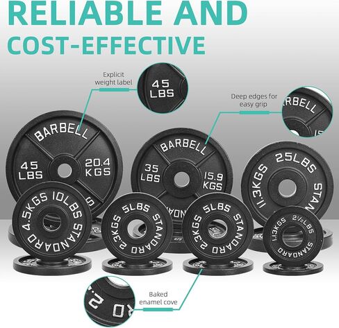 Fitvids Olympic 2-Inch Cast Iron Barbell Set, Including 300 LBS Weight Plates and 7FT Barbell Set, Multiple Packages in Saudi Arabia