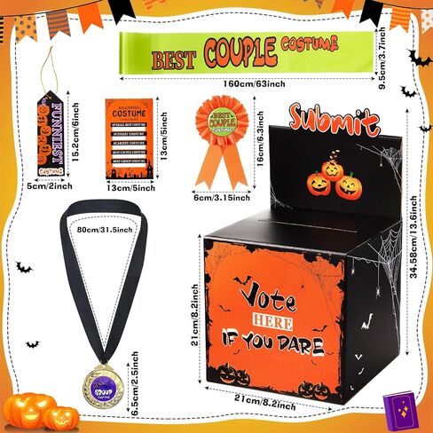 مجموعة صناديق اقتراع لأزياء حفلات الهالوين مكونة من 66 قطعة من Outus، صندوق تصويت قابل للفصل، 40 بطاقة تصويت، 10 بطاقات ورقية، 5 ميداليات معدنية ذهبية، 5 أشرطة جوائز قماشية، 5 أشرطة كتف متطابقة in Kuwait