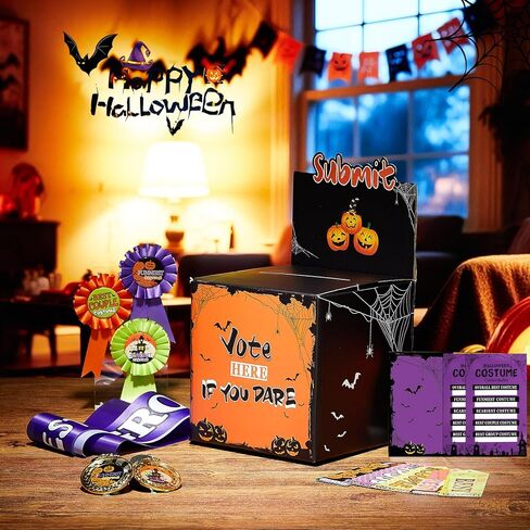 مجموعة صناديق اقتراع لأزياء حفلات الهالوين مكونة من 66 قطعة من Outus، صندوق تصويت قابل للفصل، 40 بطاقة تصويت، 10 بطاقات ورقية، 5 ميداليات معدنية ذهبية، 5 أشرطة جوائز قماشية، 5 أشرطة كتف متطابقة in Kuwait