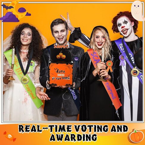 مجموعة صناديق اقتراع لأزياء حفلات الهالوين مكونة من 66 قطعة من Outus، صندوق تصويت قابل للفصل، 40 بطاقة تصويت، 10 بطاقات ورقية، 5 ميداليات معدنية ذهبية، 5 أشرطة جوائز قماشية، 5 أشرطة كتف متطابقة in Kuwait