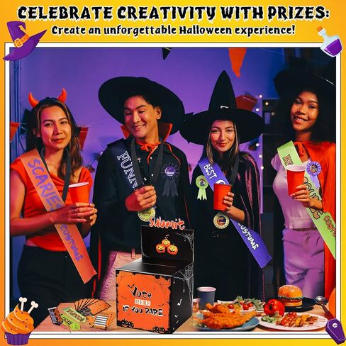 مجموعة صناديق اقتراع لأزياء حفلات الهالوين مكونة من 66 قطعة من Outus، صندوق تصويت قابل للفصل، 40 بطاقة تصويت، 10 بطاقات ورقية، 5 ميداليات معدنية ذهبية، 5 أشرطة جوائز قماشية، 5 أشرطة كتف متطابقة in Kuwait