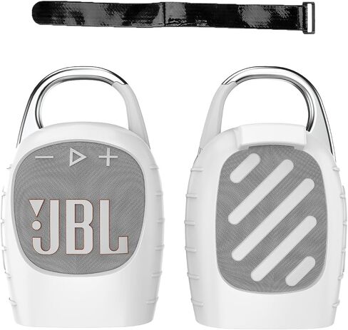 Case Cover for JBL CLIP5 Portable Bluetooth Speaker,Full Protective Silicone Case Cover with Keychain Cover,Shockproof and Portable Bluetooth Speaker for Women Men-White in Saudi Arabia