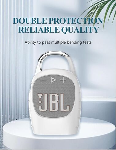 Case Cover for JBL CLIP5 Portable Bluetooth Speaker,Full Protective Silicone Case Cover with Keychain Cover,Shockproof and Portable Bluetooth Speaker for Women Men-White in Saudi Arabia