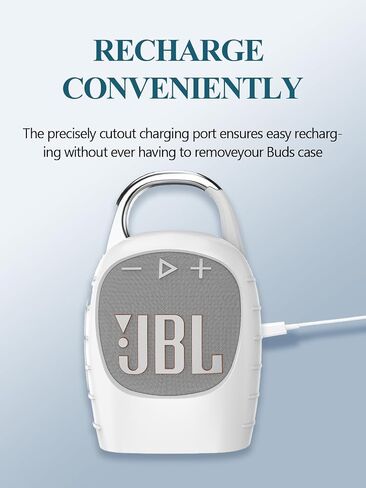Case Cover for JBL CLIP5 Portable Bluetooth Speaker,Full Protective Silicone Case Cover with Keychain Cover,Shockproof and Portable Bluetooth Speaker for Women Men-White in Saudi Arabia