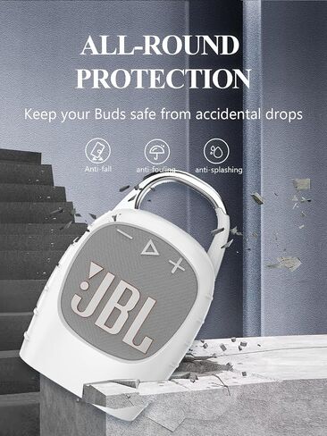 Case Cover for JBL CLIP5 Portable Bluetooth Speaker,Full Protective Silicone Case Cover with Keychain Cover,Shockproof and Portable Bluetooth Speaker for Women Men-White in Saudi Arabia