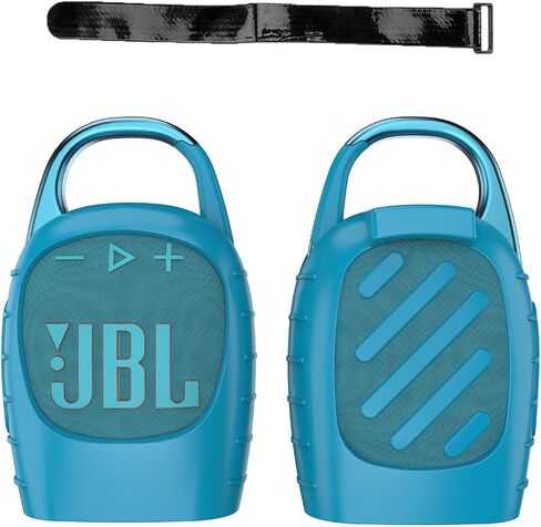 غطاء حافظة لمكبر صوت بلوتوث محمول JBL CLIP5، غطاء حماية كامل من السيليكون مع غطاء سلسلة مفاتيح، مكبر صوت بلوتوث محمول مقاوم للصدمات للنساء والرجال - أبيض in Kuwait