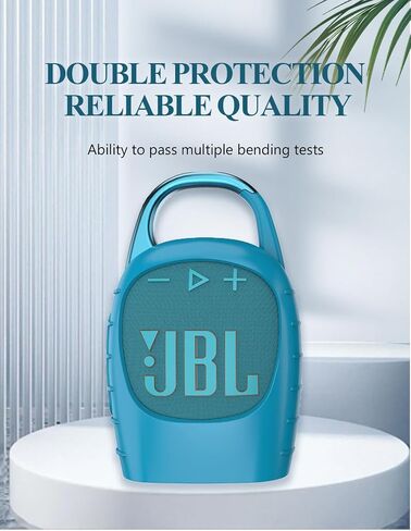 غطاء حافظة لمكبر صوت بلوتوث محمول JBL CLIP5، غطاء حماية كامل من السيليكون مع غطاء سلسلة مفاتيح، مكبر صوت بلوتوث محمول مقاوم للصدمات للنساء والرجال - أبيض in Kuwait