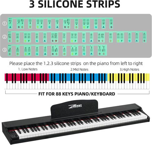 ZHRUNS Removable Piano Key Stickers - 61 Key Glow-in-The-Dark Keyboard Labels for Beginners, Silicone Note Stickers with Storage Box (Pink) in Saudi Arabia