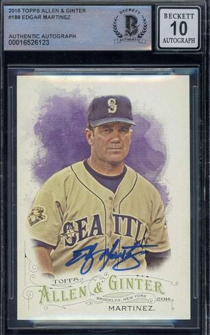 Edgar Martinez Gem Mint 10 Beckett BAS موقعة 2016 Topps Allen and Ginter Auto - بطاقات البيسبول الموقعة in Saudi Arabia