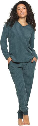 Felina - Serena V-Neck Top & Jogger Lounge Set | 2-Piece Ultra-Soft Knit Top & Pants Loungewear in Saudi Arabia