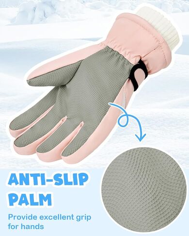 Century Star Kids Snow Ski Gloves Winter - Waterproof Warm Gloves for Boys Girls Ages 4-12, Cold Weather Thermal Fleece Outdoor Sports Mittens Windproof in Saudi Arabia