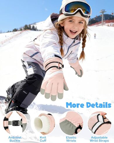 Century Star Kids Snow Ski Gloves Winter - Waterproof Warm Gloves for Boys Girls Ages 4-12, Cold Weather Thermal Fleece Outdoor Sports Mittens Windproof in Saudi Arabia