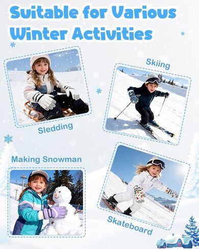 Century Star Kids Snow Ski Gloves Winter - Waterproof Warm Gloves for Boys Girls Ages 4-12, Cold Weather Thermal Fleece Outdoor Sports Mittens Windproof in Saudi Arabia