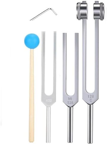 Healing Tuning Fork with Mallet - 128Hz, 432Hz, or 528Hz - Meditation, Stress Relief, Chakra & Energy Healing (528Hz) in Saudi Arabia
