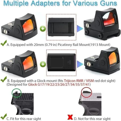 GOTICAL CNC-Machined Fiber Optic Set Front & Rear Handgun Sights for Glock Pistols Standard Models in Kuwait