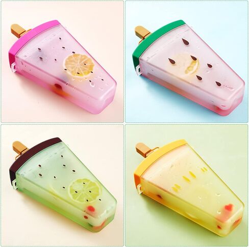 Cunhill 4 Pieces Ice Cream Water Bottles with Strap Kids Back School Gift for Student Kawaii Drinking Purse Ice Bar Transparent Jug Cup for Camping Sports Shopping in Saudi Arabia